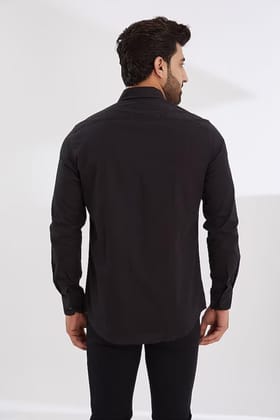 Printed Party Wear Black Shirt-BLACK / S