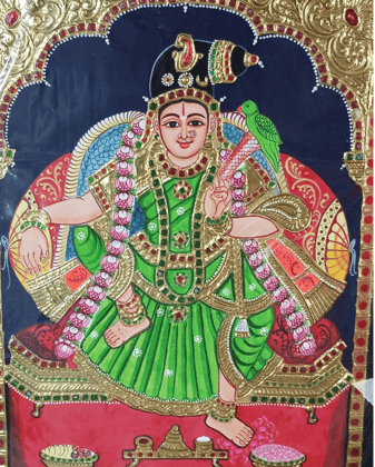 Sri Andal Tanjore painting By Authentic Handcrafting Method (Size 10x8)