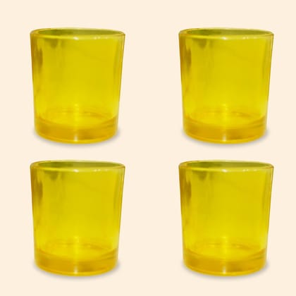 Yellow Glass Candle Jar-Pack of 4