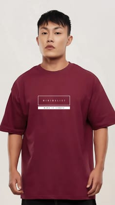 Minimalist Maroon Oversized Tshirt-S