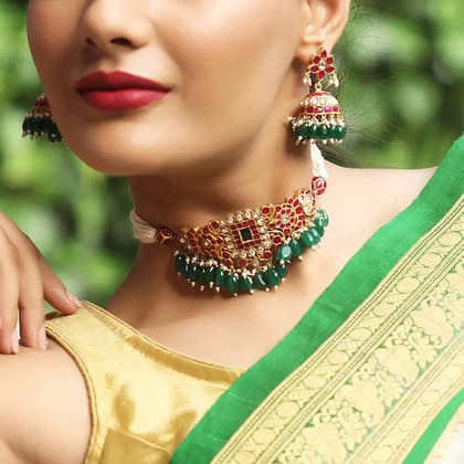Kundan Jadau Silver Choker-Only Choker