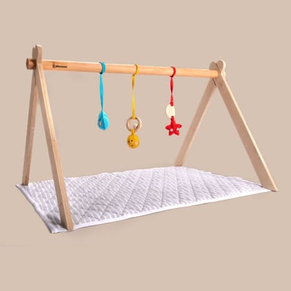 Wooden Baby Play Gym Set With Crochet Plush Toys For (0+ Months)