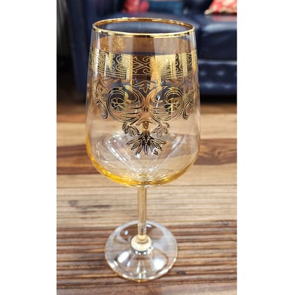 Hand Crafted Gold Plated Wine Glasses Capacity: 530 ML, for Home and Kitchen - Ideal Gift for Housewarming-Golden