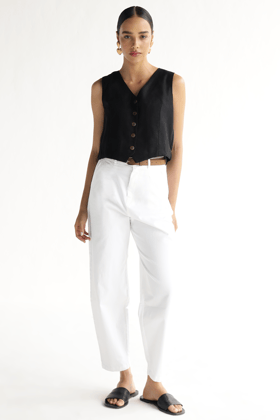 Bold Black-Waist Coat Top-XS
