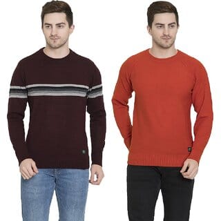 PULAKIN Men Sweaters Maroon,Red