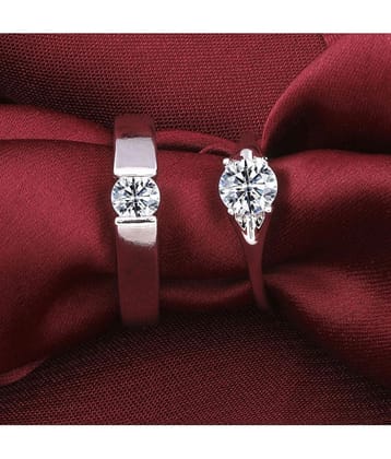 Paola Speical For Couple Ring Valentines Couples Gift Stylish  Silver Plated Adjustable Couple  Ring Women And Men - None