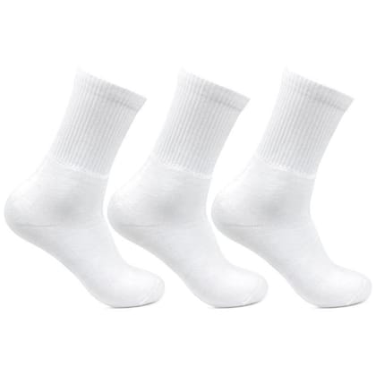 Men Cushioned White Joggers Crew Sports Socks- Pack of 3