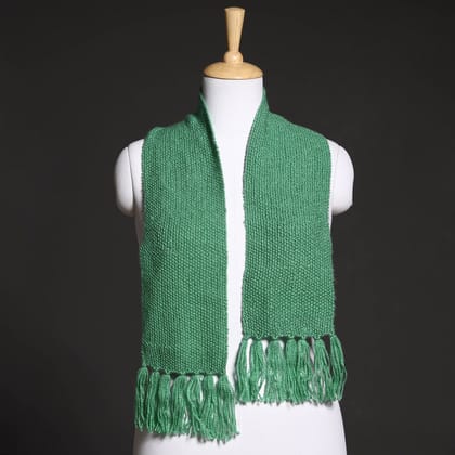 Green - Kumaun Hand Knitted Woolen Muffler (66 in)