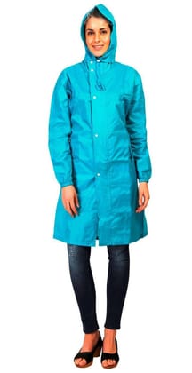 Romano nx 100% Waterproof Premium Quality Heavy Duty Double Layer Hooded Long Raincoat Women in a Storage Bag-Medium