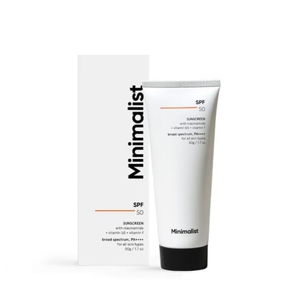 Minimalist SPF 50 PA ++++ Sunscreen With Multi-Vitamin For Reducing Photoaging & No White Cast (50g)