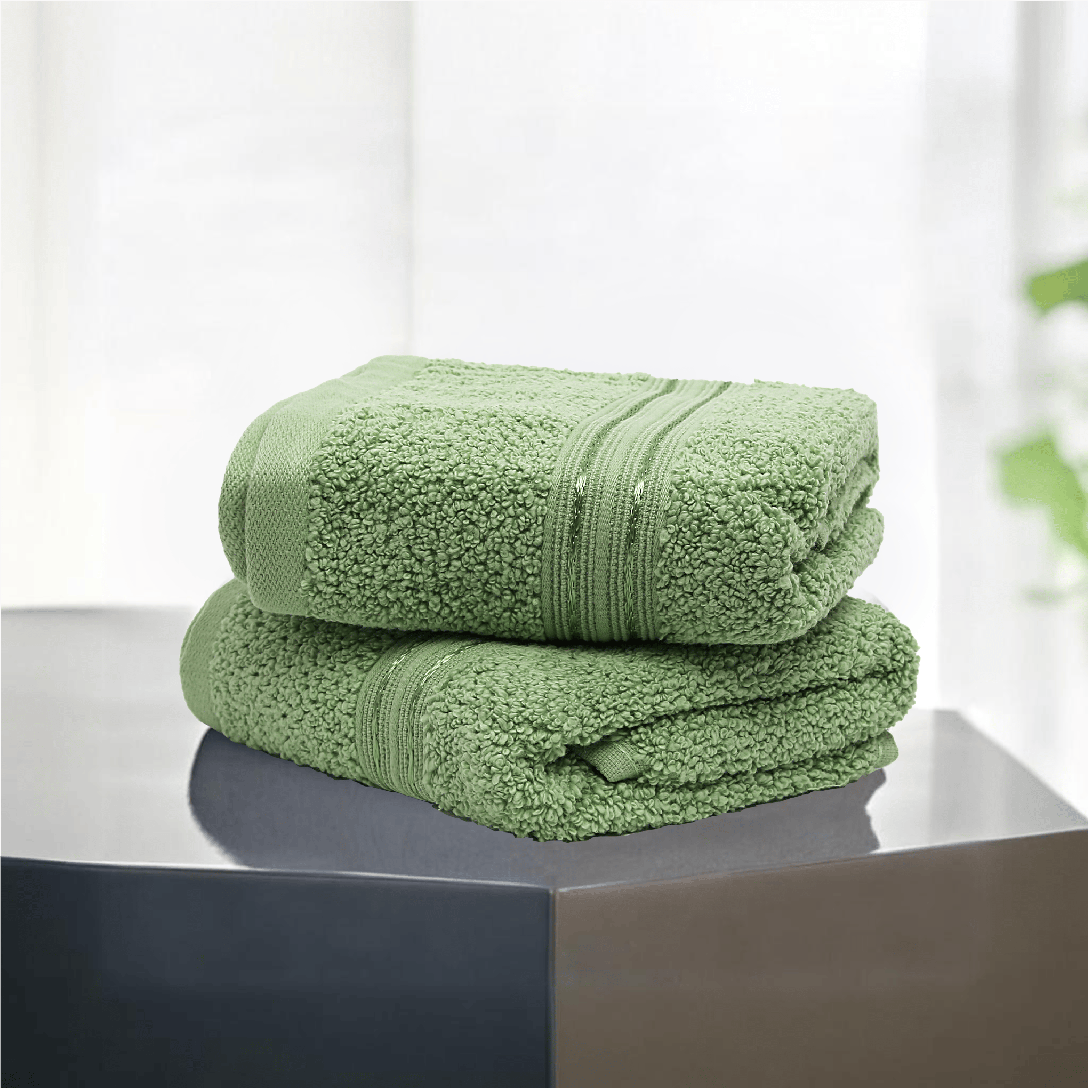 Lane Linen 100% Cotton, Highly Absorbent - 2 Hand Towels, 575 GSM (Olive)-Olive