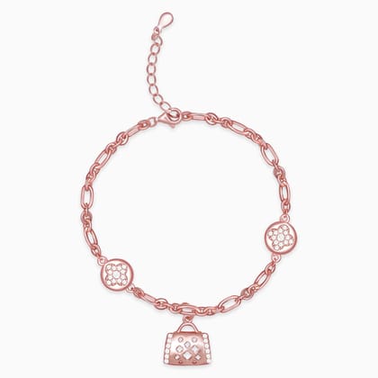 Rose Gold Weave Charm Bracelet