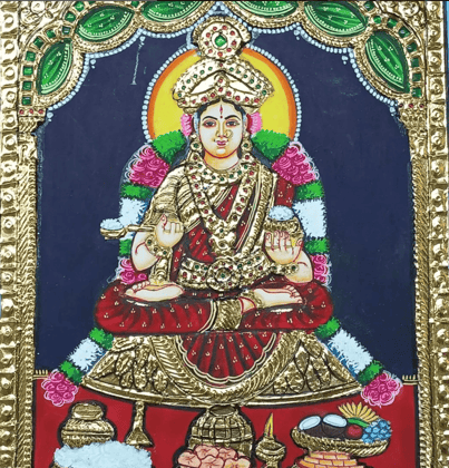 Tanjore painting of Goddess Annapoorani By Authentic Handcrafting Method (Size 24x18)