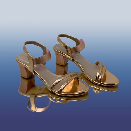 RoseGold Strappy Block Heels-Rose gold / 36