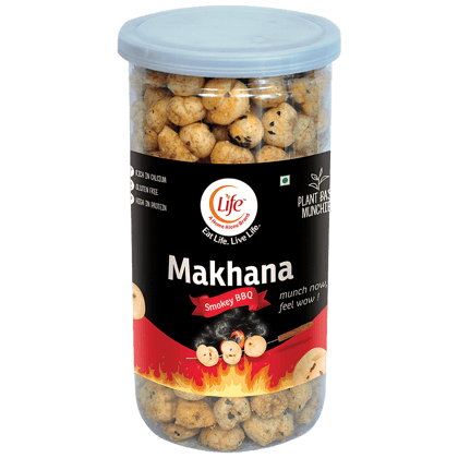 Life Roasted Makhana - Smokey Bbq, Calcium Rich, 75 G Jar