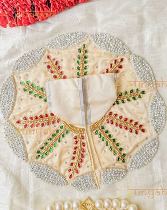 Beige Zari Embroidered Festive Poshak For Kanha Ji-2 or 3 / Beige