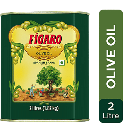 Figaro Figaro Olive Oil- Pure Olive Oil-Daily Cooking Oil- Perfect for Indian Dishes- Curries, Gravy- Imported from Spain- 2L Tin, 2 L Tin