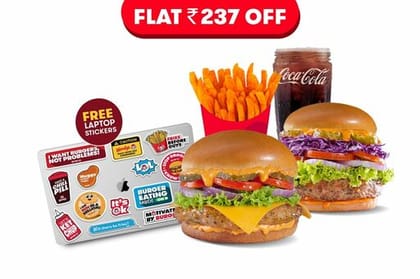 Flat Rs. 237 Off on Chickenatorr + Veggienatorr Burgers + Coke + Fries