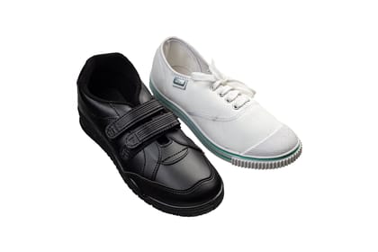 Titas Boys Black School Shoe & White Canvas School Shoe Combo-Black+White / 1