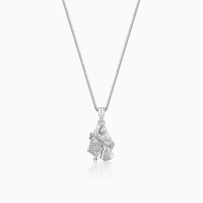 Silver Radha-Krishna Pendant with Box Chain