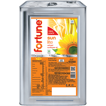 Fortune Sunlite Refined Sunflower Oil, 15 L Tin