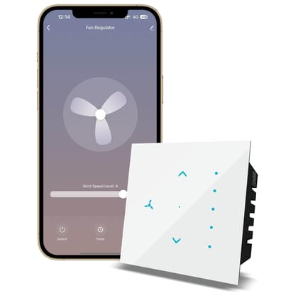 Conbre SF1 Wi-Fi based Smart Fan Touch Switch for home and office automation, remote access and 5 speed control | Supports Amazon Alexa & Siri-White