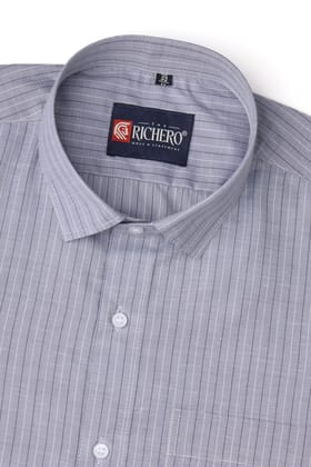 Corp Lining Grey Giza Cotton Men's Shirt-38 - S