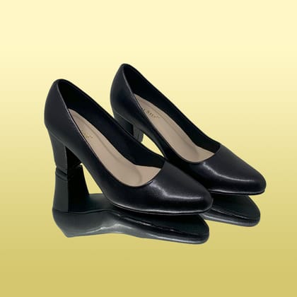 Classic Black Block Heel Pumps-Black / 36