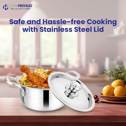 Stainless Steel Triply Stock Pot/Biryani Pot with SS Lid