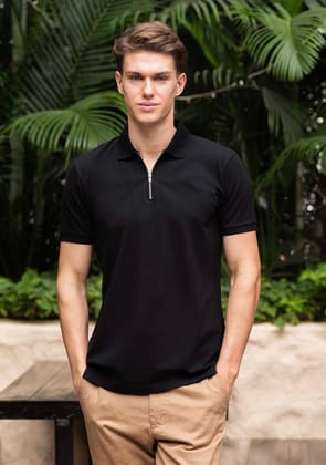 Luxury Polo in Black Zipper-S · 38 - 39''