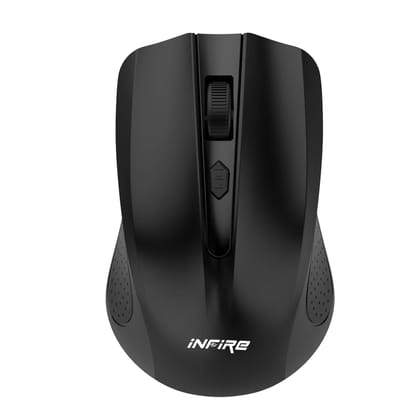 iNFiRe Clash Wireless Mouse Upto 1600 DPI, USB Nano Receiver, 4 Buttons 2.4GHz Wireless Optical Mouse-Black