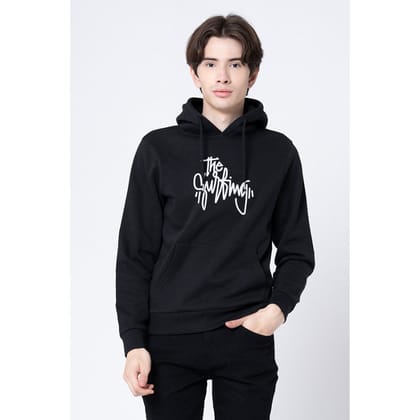 Red Tape Men's Black Printed Hoodie