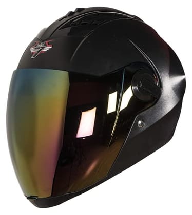 Steelbird SBA-2 7Wings ISI Certified  Full Face Helmet for Men and Women Fitted with Clear Visor (Dashing Black with Chrome Gold Visor)-Medium 580 MM