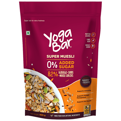 Yoga Bar Super Muesli - No Added Sugar, Rich In Protein & Fibre, No Preservatives, 400 g