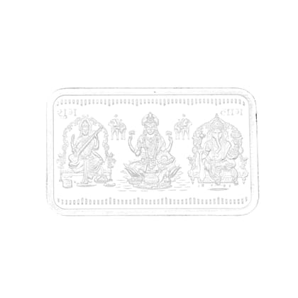 100 Grams Rectangular Ganesh Saraswathi Lakshmi Rectangle Pure Silver coin  by SRI JAGDAMBA PEARLS