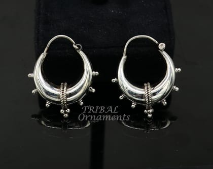 Vintage style 925 sterling silver handmade unique traditional cultural ethnic hoops earring bali for men's/girl's best dancing jewelry s1125