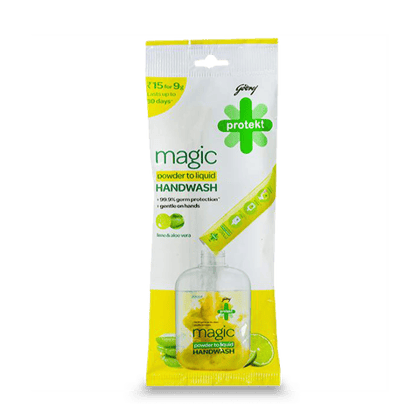 Godrej Protekt Magic Powder To Liquid Handwash Lime & Aloe Vera Refill, 9 gm Sachet