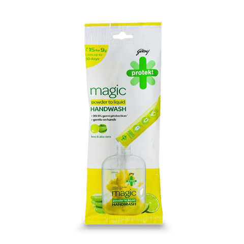 Godrej Protekt Magic Powder To Liquid Handwash Lime & Aloe Vera Refill, 9 gm Sachet