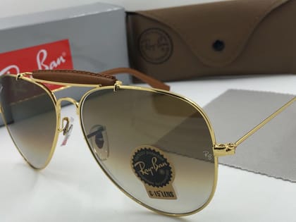 Ray-Ban New Stylish Brown Shade & Gold 3422 Fancy Aviator Bridge Master Pcs Sunglass For Unisex