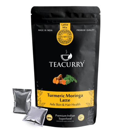 TEACURRY Turmeric Moringa Latte (1 Month Pack, 30 Tea Bags) - Helps with Inflammation, Slow Ageing, Cholesterol (Golden Milk)