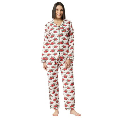 Jingle All the Way Down Pj Set - Cotton Rayon Pj Set with Notched Collar-XS