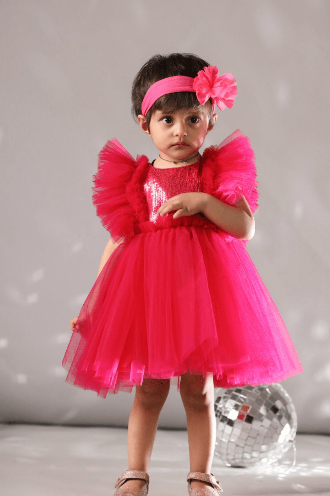 Pink Sequins Dress-6-12 months