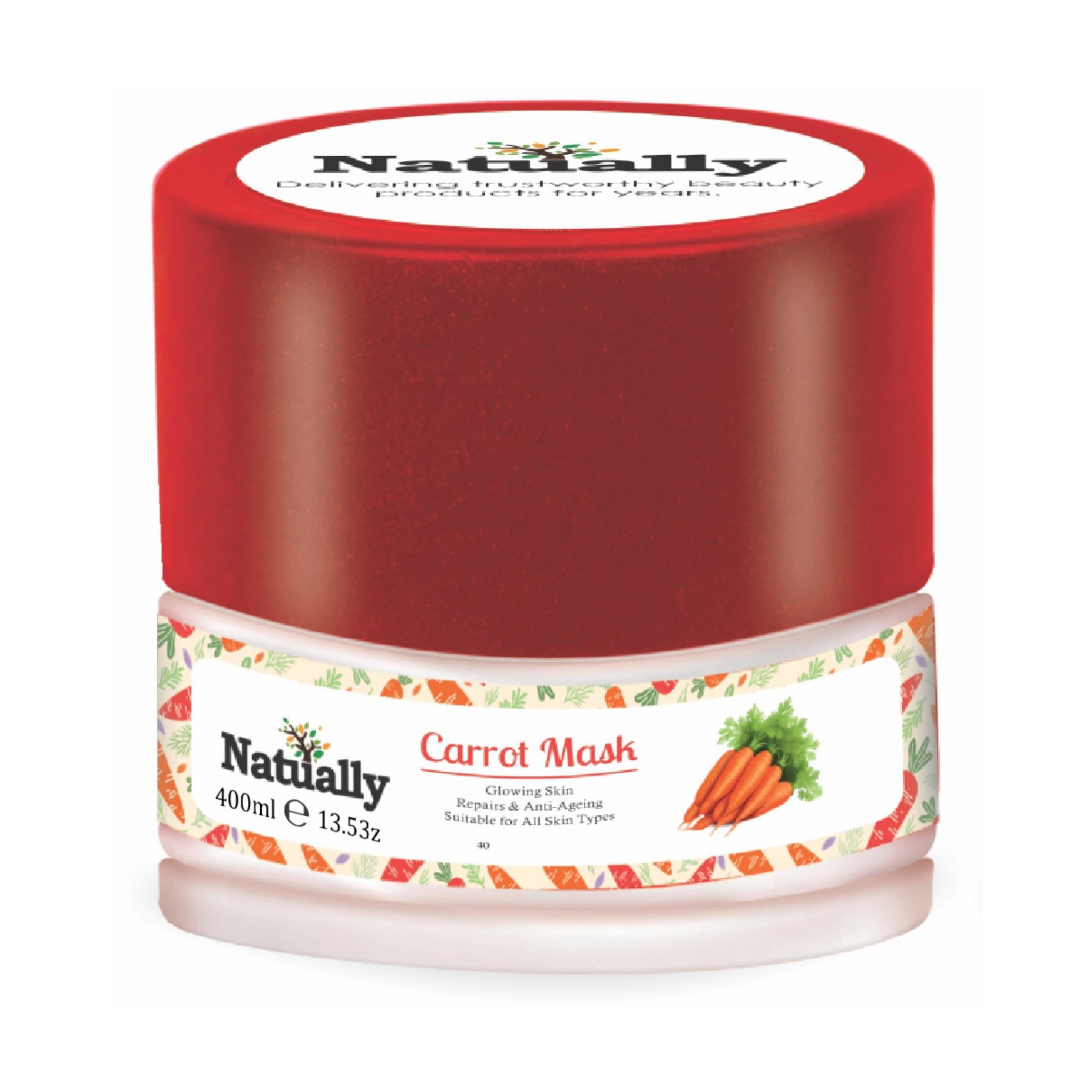 Natually Carrot Mask | Glowing Skin Repairs & Anti-Ageing | 350g