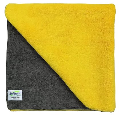 SOFTSPUN 900 GSM, Microfiber Double Layered Cloth 40x60 Cms 1 Piece Towel Set, Extra Thick Microfiber Cleaning Cloths Perfect for  Home, Kitchen, Cars, Furniture and More.