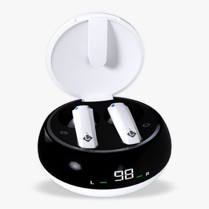 U&i Slice 25 Hours Music Time True Wireless Earbuds with Digital Display and Upgrade Noise Cancellation-White