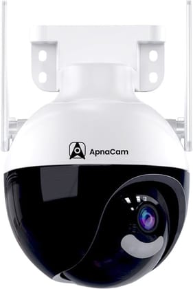 ApnaCam 5 MP 4G Sim Support Indoor & Outdoor PTZ Camera| Live Monitoring| Two-Way Audio| Full Color Night Vision| SD Card Recording| 360° Rotation| 4 Pure White LEDs| All Weatherproof