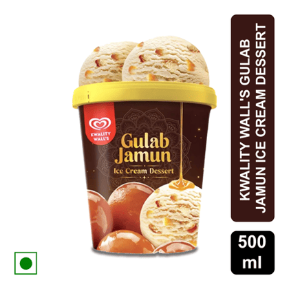 KWALITY WALL'S Gulab Jamun Ice Cream Dessert, 500 ml Tub