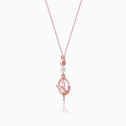 Rose Gold Zircon Fairy Pendant with Link Chain