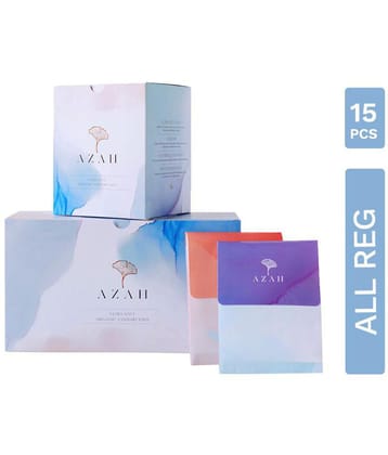 Azah Rash-Free Sanitary Pads for women | Organic Cotton Pads | Regular Size : Box of 15 Pads - with Disposable bags