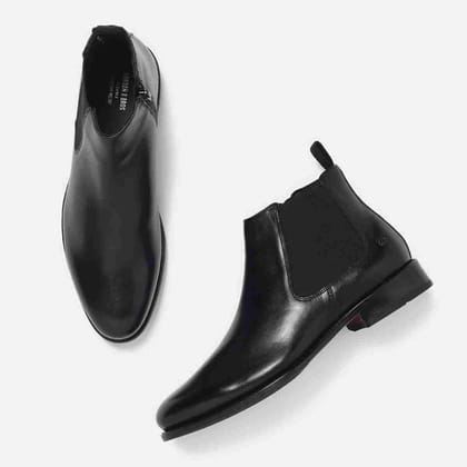 GORDON & BROS BLACK MEN LEATHER BOOTS